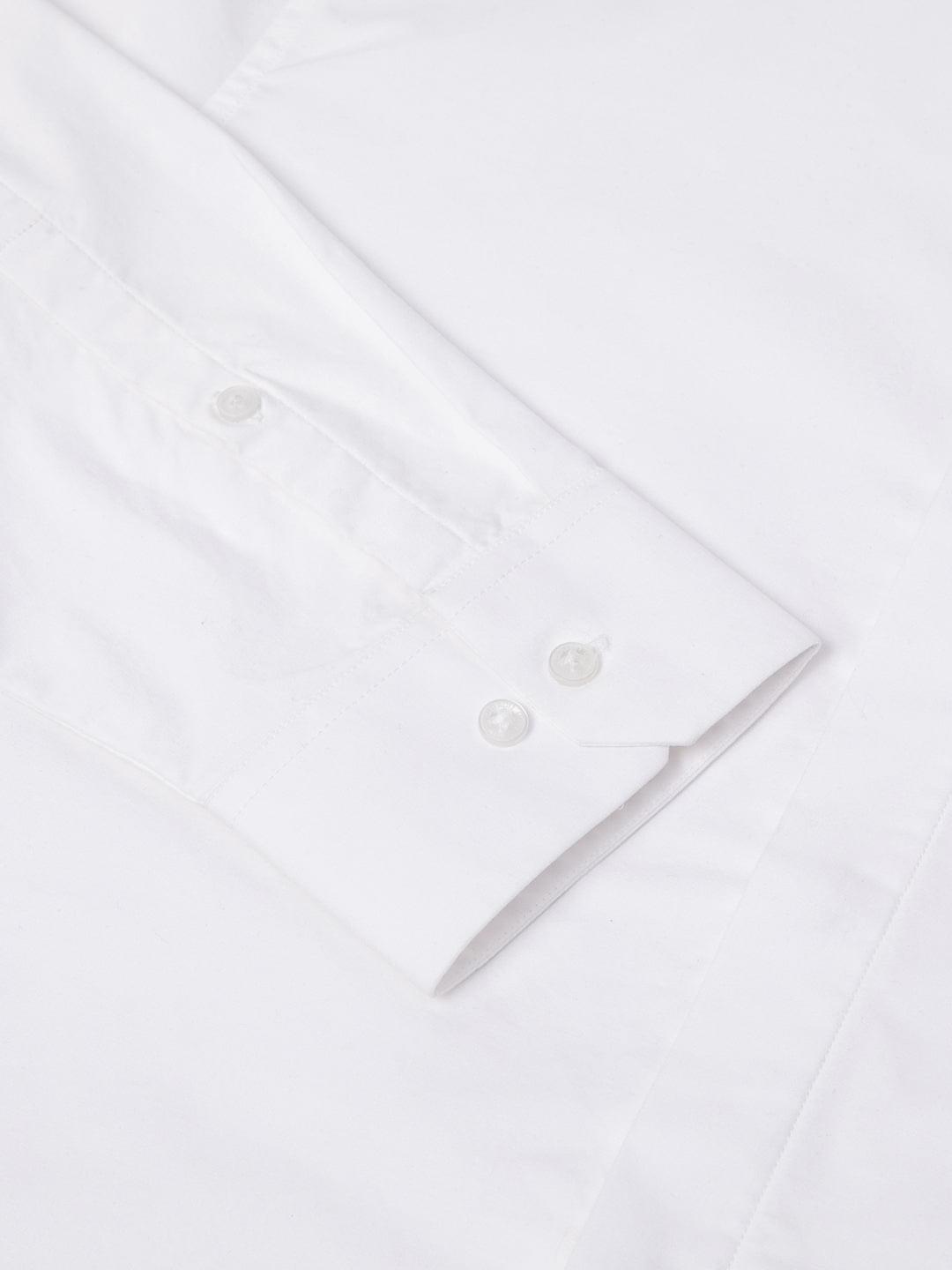 2 Way Stretch Satin Shirt in White- Slim Fit