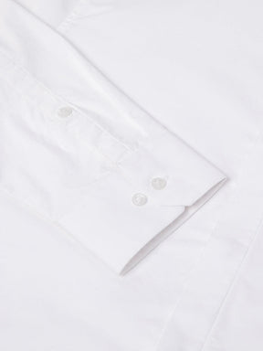 2 Way Stretch Satin Shirt in White- Slim Fit