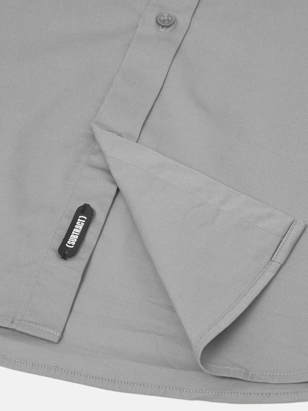 2 Way Stretch Cotton Shirt in Ash Grey- Slim Fit