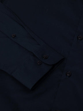 Satin Evening Shirt in Midnight Blue with Stretch - Slim Fit