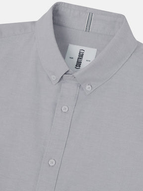 2 Way Stretch Oxford Shirt in Light Grey- Slim Fit