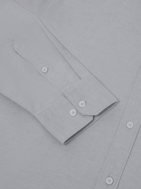 2 Way Stretch Oxford Shirt in Light Grey- Slim Fit