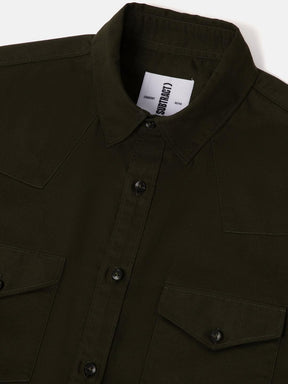 Double Pocket Cargo Shirt in Dark Olive- Comfort Fit