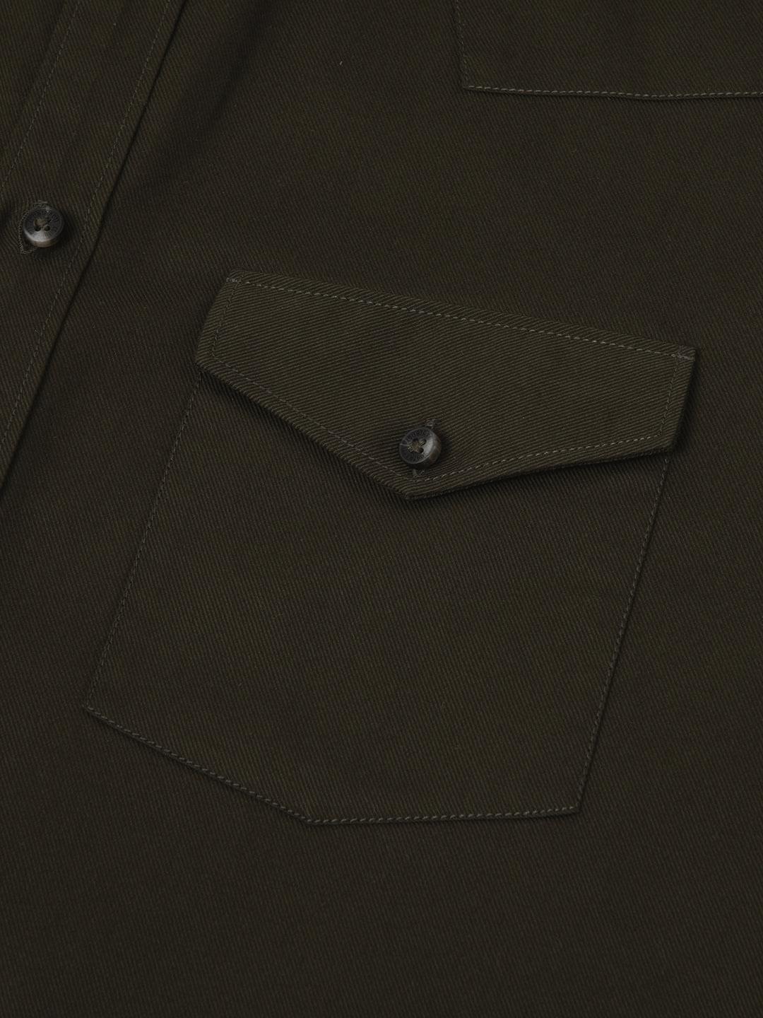 Double Pocket Cargo Shirt in Dark Olive- Comfort Fit