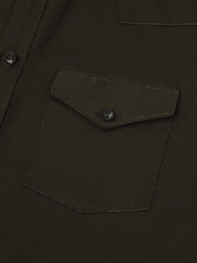 Double Pocket Cargo Shirt in Dark Olive- Comfort Fit