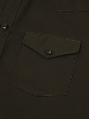 Cargo Twill Shirt in Dark Olive- Comfort Fit