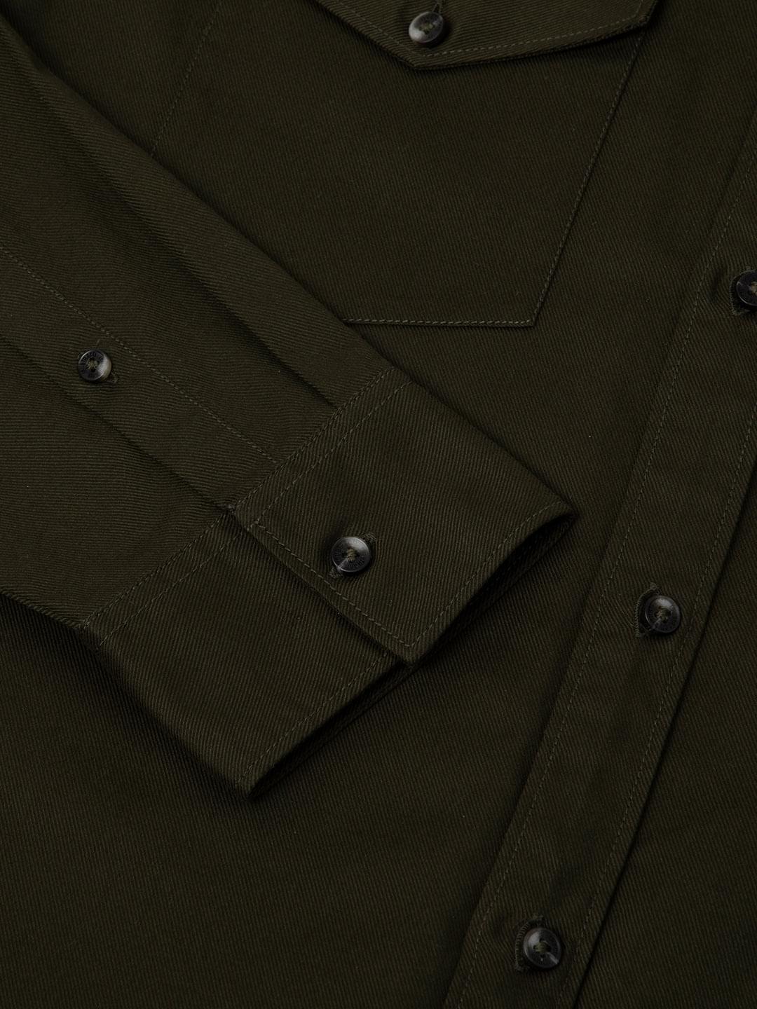 Double Pocket Cargo Shirt in Dark Olive- Comfort Fit