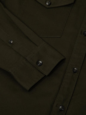 Double Pocket Cargo Shirt in Dark Olive- Comfort Fit