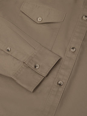 Double Pocket Cargo Shirt in Khaki- Comfort Fit