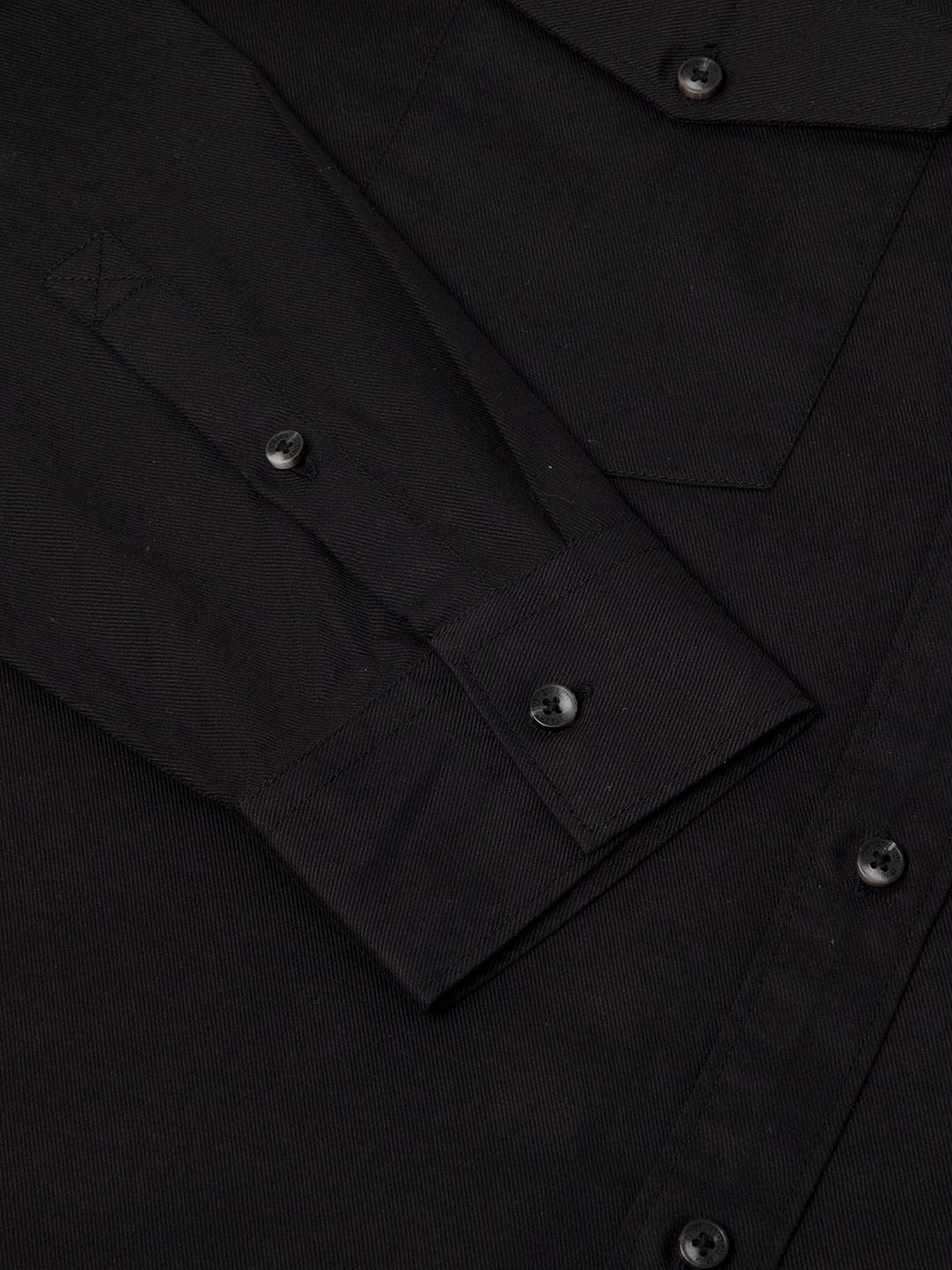 Double Pocket Cargo Shirt in Raven Black- Comfort Fit