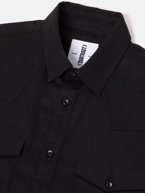Double Pocket Cargo Shirt in Raven Black- Comfort Fit