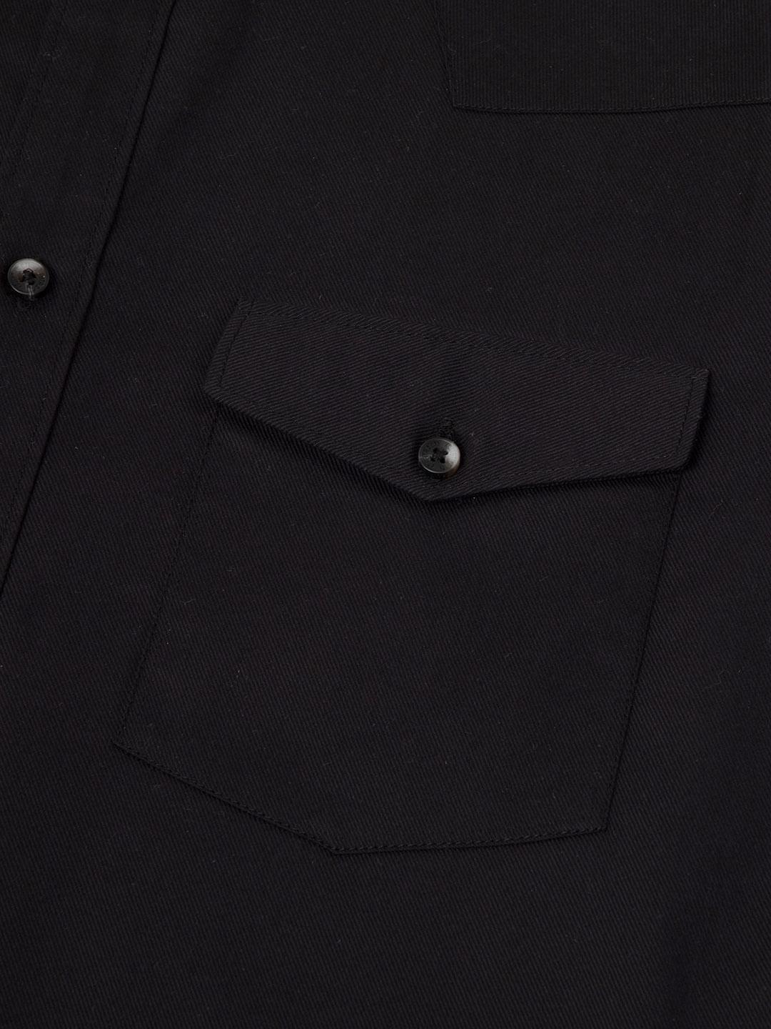 Double Pocket Cargo Shirt in Raven Black- Comfort Fit