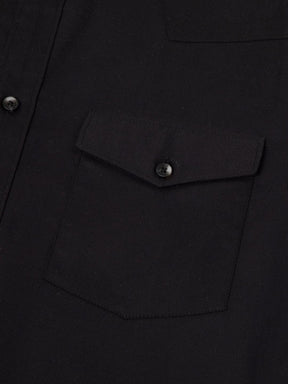 Double Pocket Cargo Shirt in Raven Black- Comfort Fit