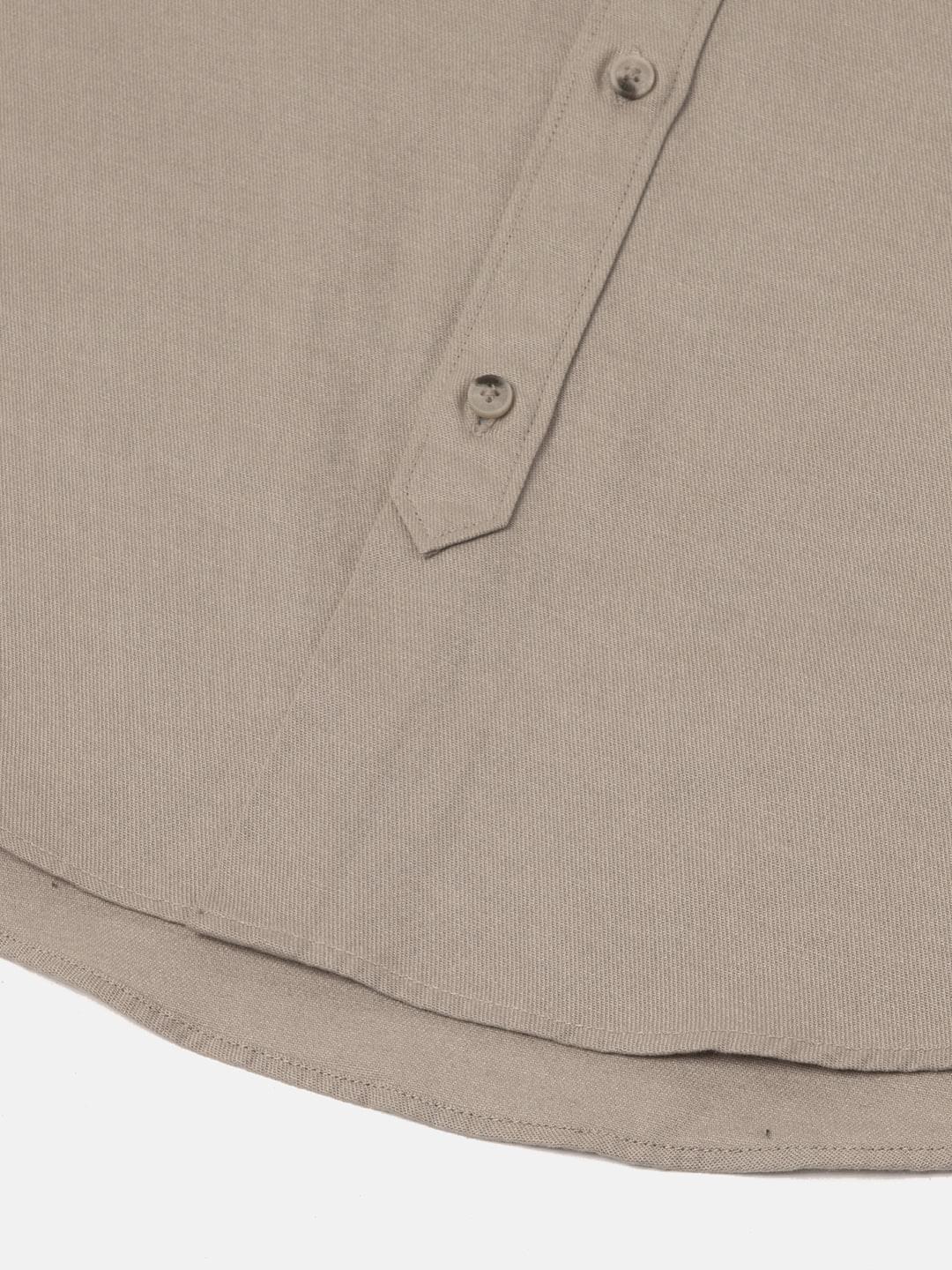 Lightweight Cotton Linen Shirt in Khaki- Comfort Fit