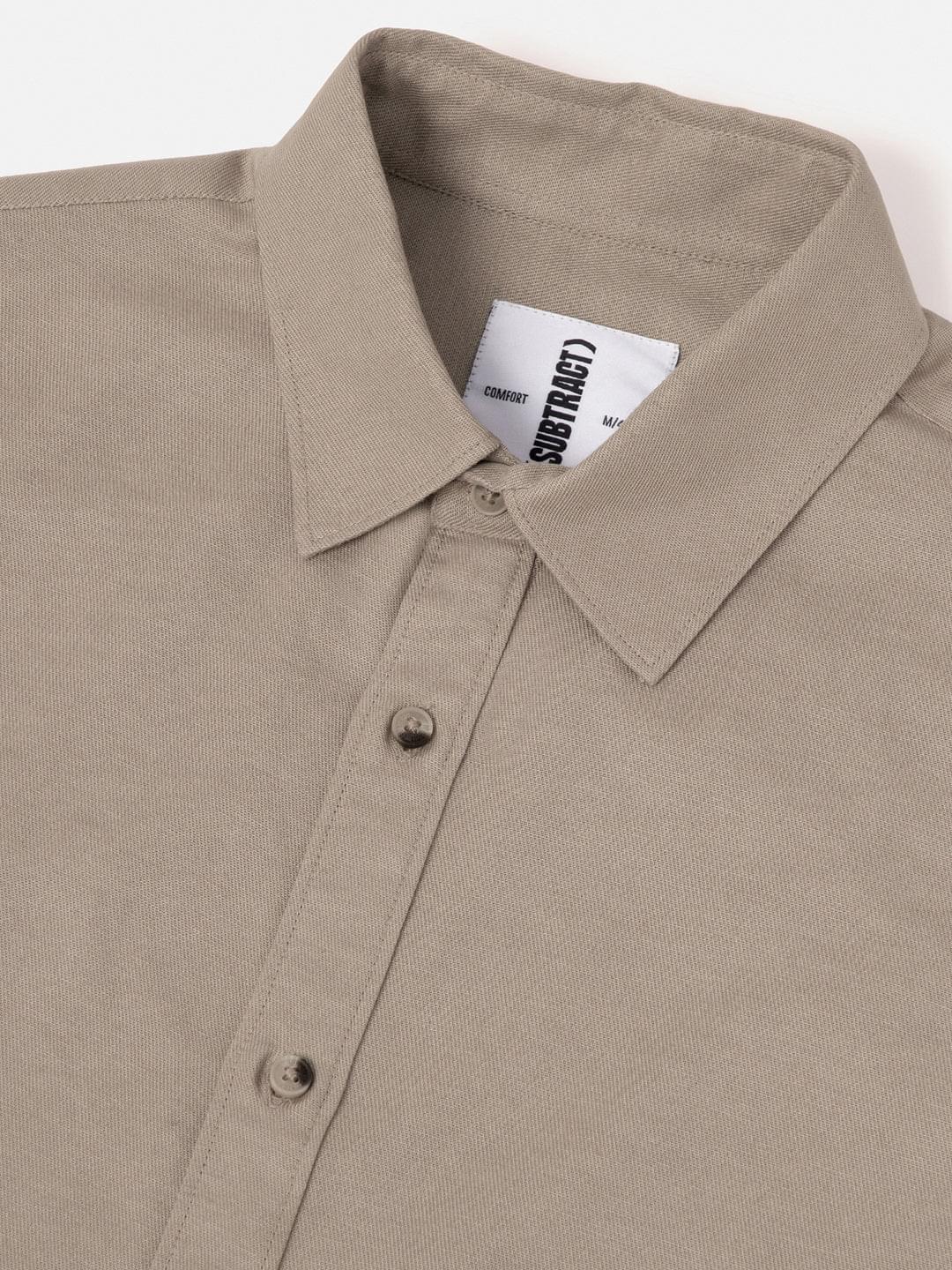 Lightweight Cotton Linen Shirt in Khaki- Comfort Fit