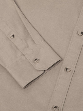 Lightweight Cotton Linen Shirt in Khaki- Comfort Fit