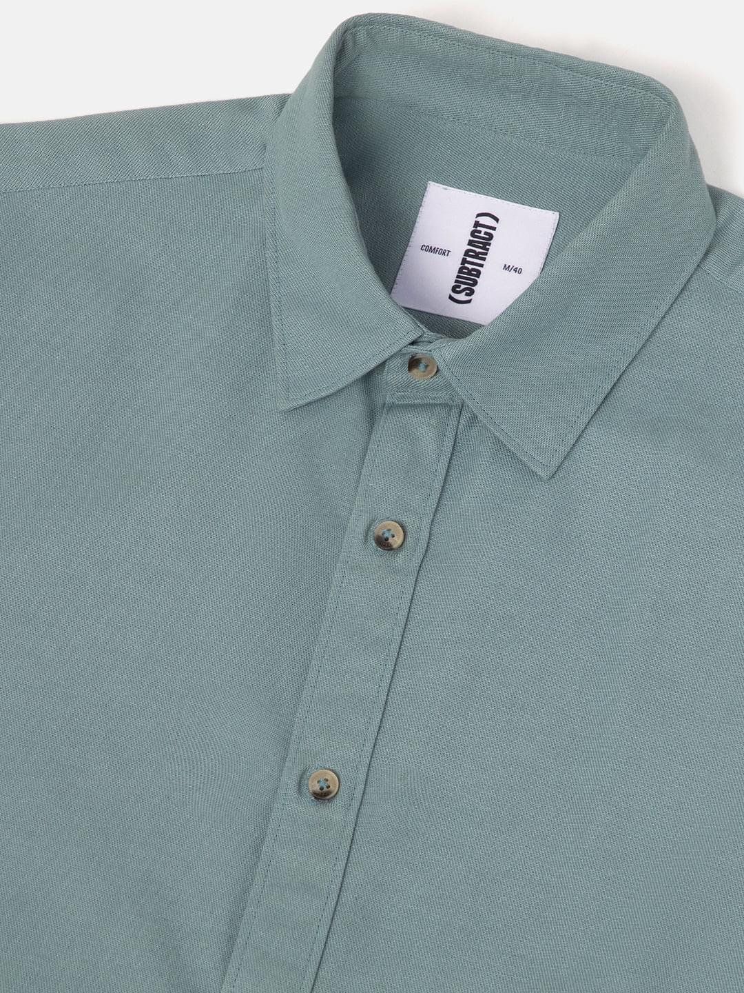 Lightweight Cotton Linen Shirt in Sea Green- Comfort Fit