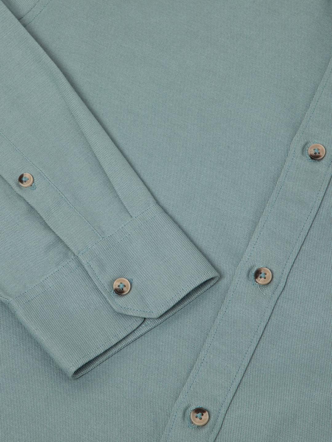 All Day Casual Cotton Linen Shirt in Sea Green- Comfort Fit