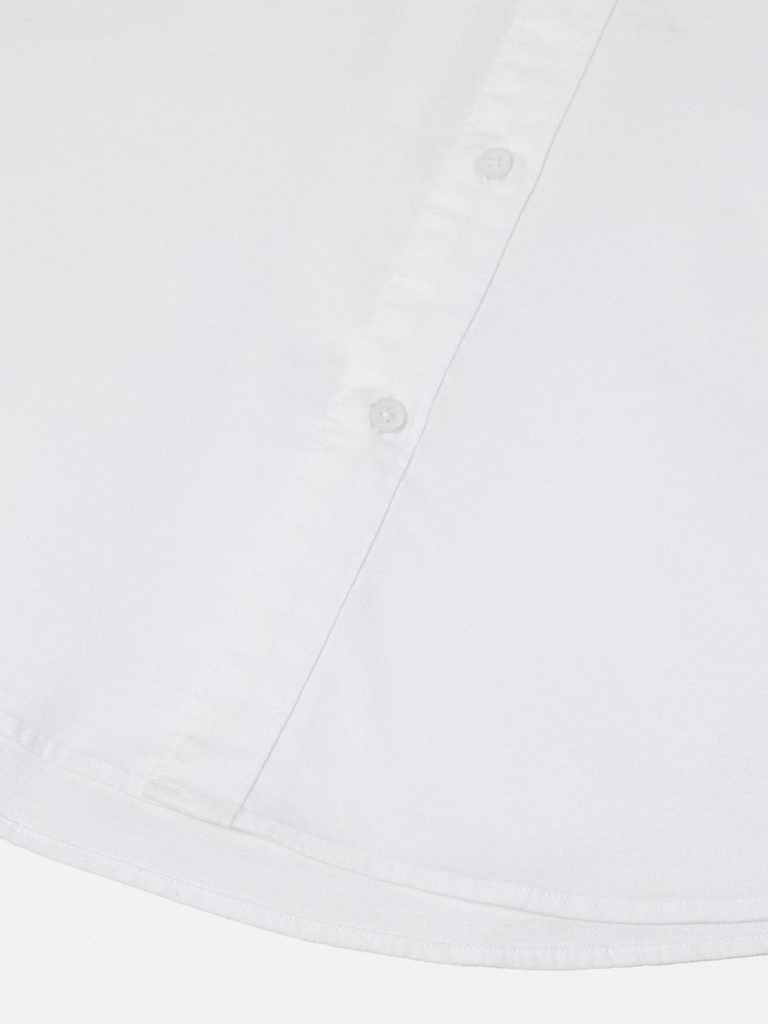 2 Way Stretch Oxford Shirt in White- Comfort Fit