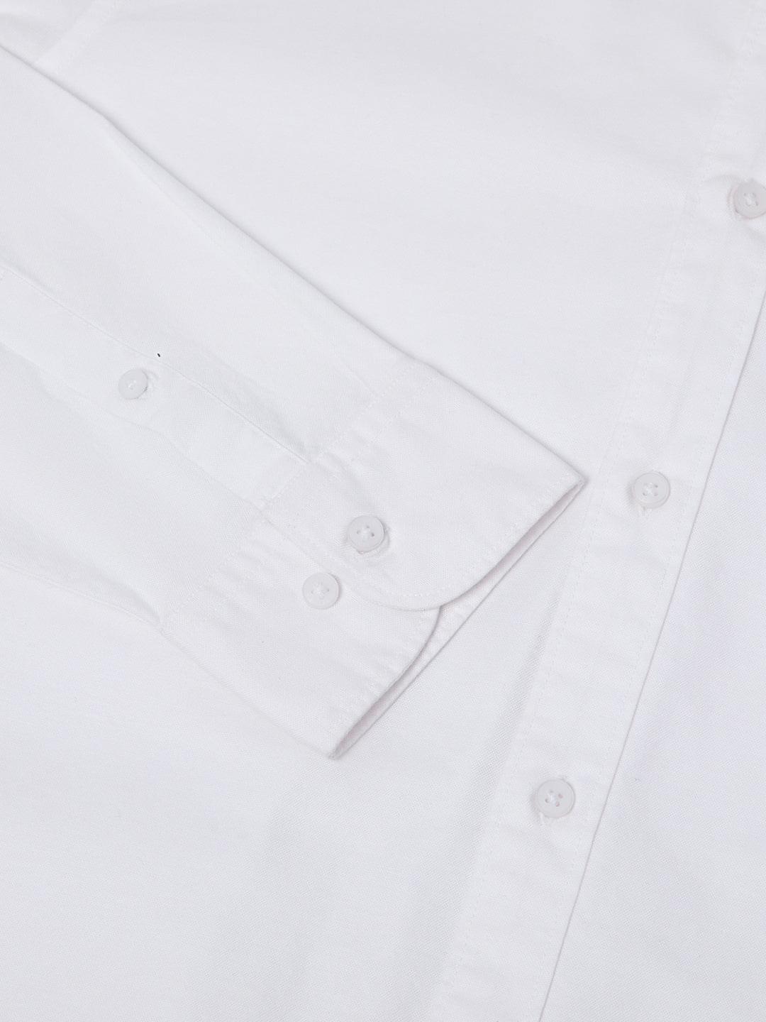 2 Way Stretch Oxford Shirt in White- Comfort Fit
