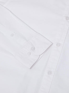 2 Way Stretch Oxford Shirt in White- Comfort Fit