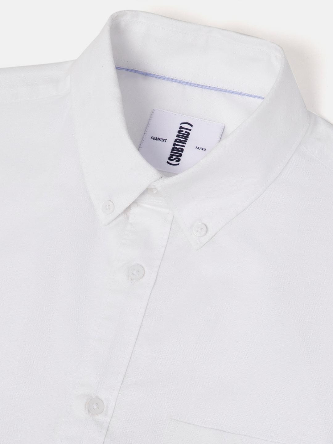 2 Way Stretch Oxford Shirt in White- Comfort Fit