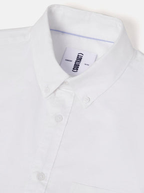 2 Way Stretch Oxford Shirt in White- Comfort Fit