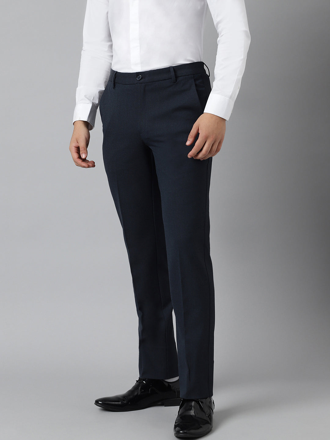 Flex Waist 4-Way Stretch Formal Trousers in Mel Blue- Slim Fit