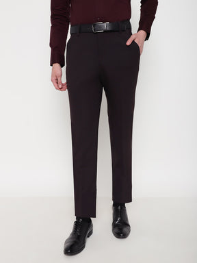 4-Way Stretch Formal Trousers in Dark Wine- Slim Fit