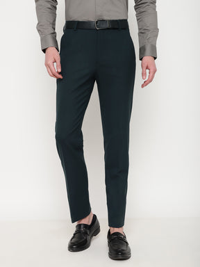 4-Way Stretch Formal Trousers in Bottle Green- Slim Fit
