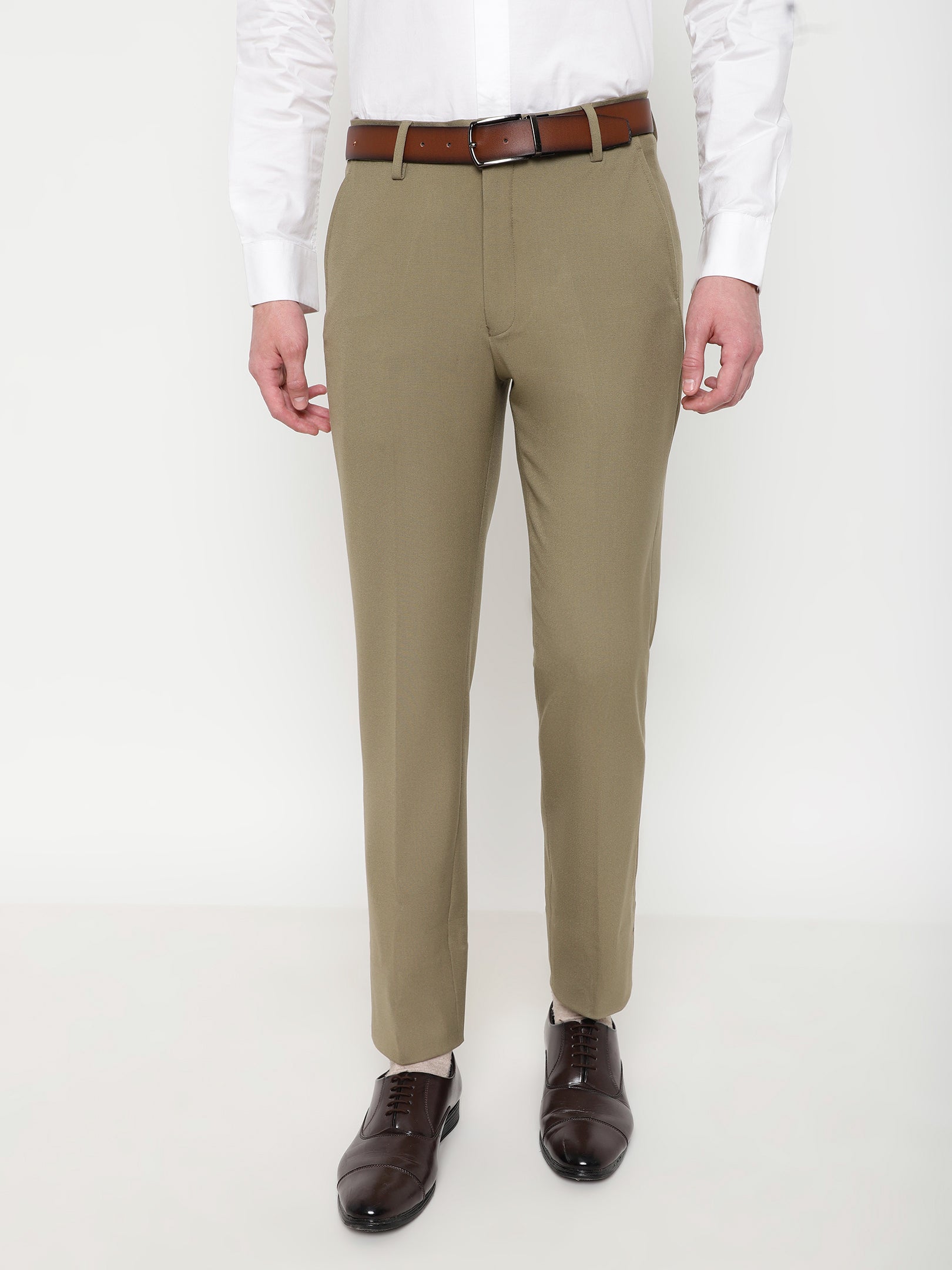 4-Way Stretch Formal Trousers in Tan Khaki- Slim Fit