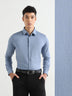 Herringbone Easy-Iron Formal Shirt in Steel Blue