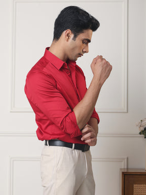 Luxestretch™ Crimson Shirt & Movelite™ Steelgrey Trousers