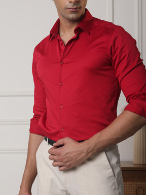 Luxestretch™ Crimson Shirt & Movelite™ Steelgrey Trousers