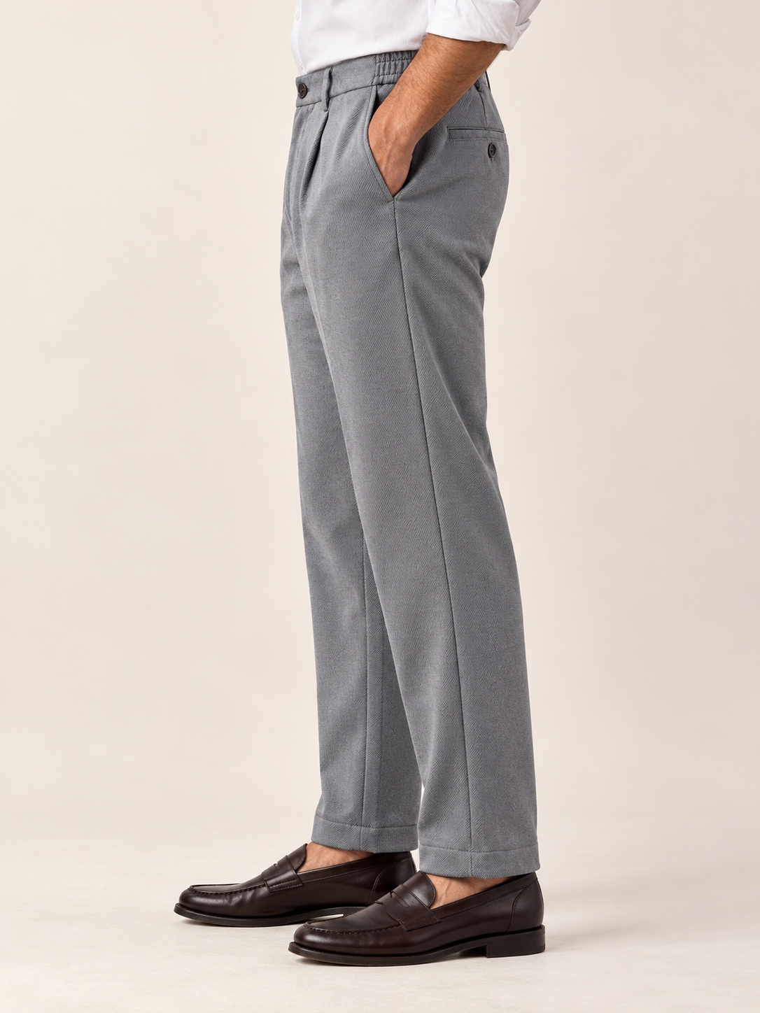Korean Comfort Fit Pants in Light Grey