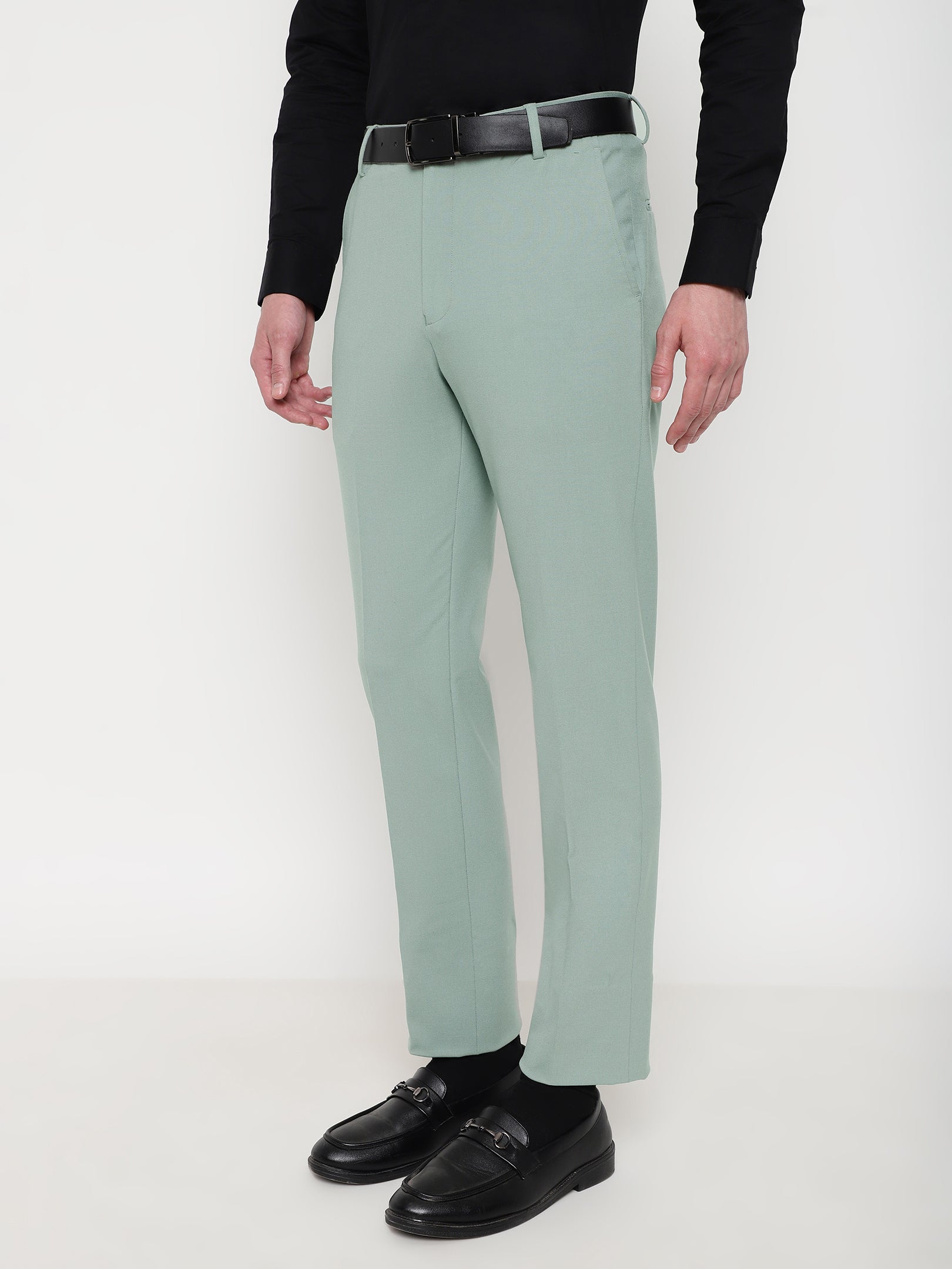 New Men's Plain Tapered Pants Slim Fit Stretch Trousers - Temu