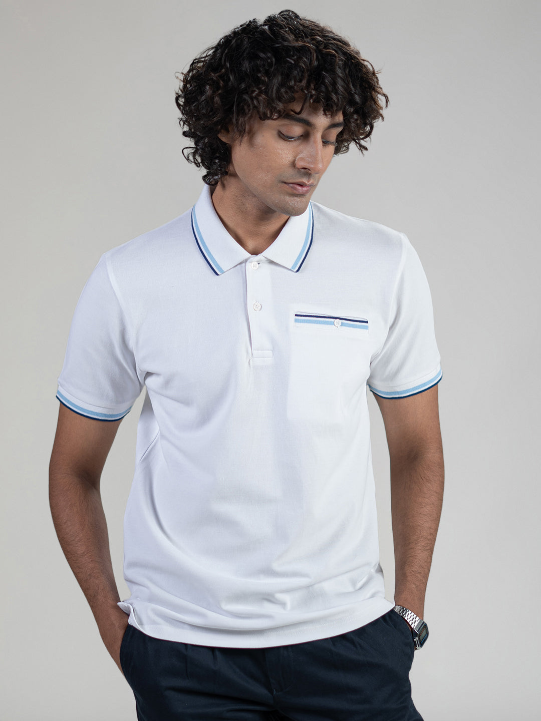 Pure Cotton Polo in Arctic White
