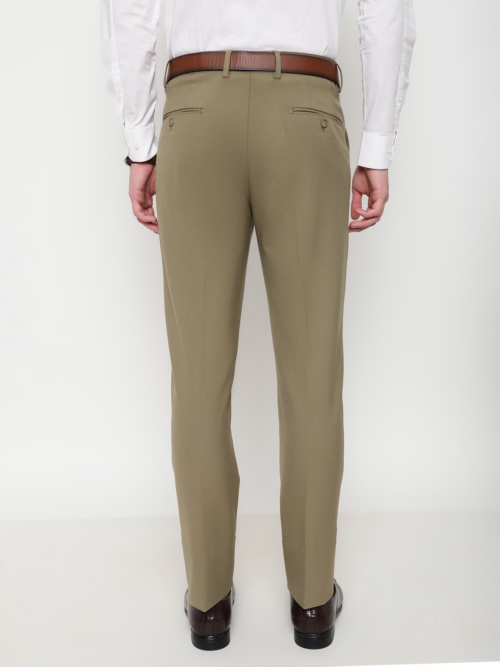 4-Way Stretch Formal Trousers in Tan Khaki- Slim Fit