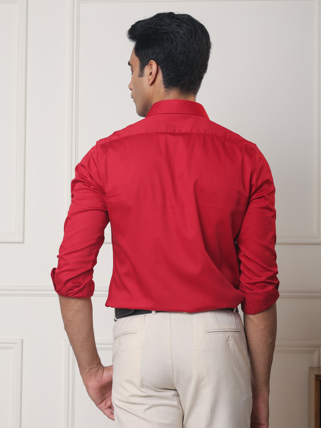Luxestretch™ Crimson Shirt & Movelite™ Steelgrey Trousers