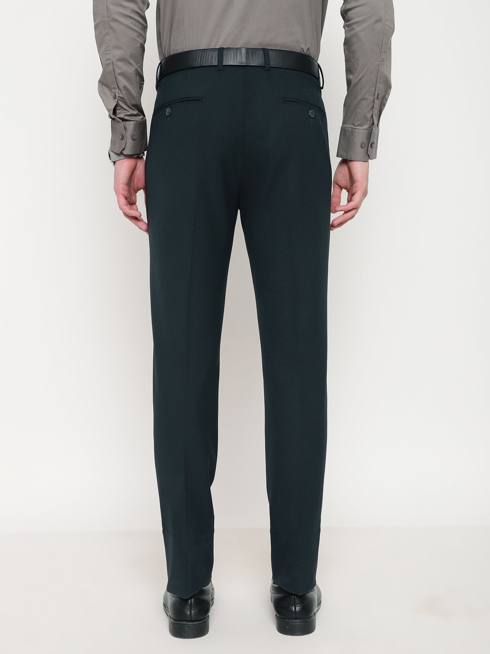 4-Way Stretch Formal Trousers in Bottle Green- Slim Fit
