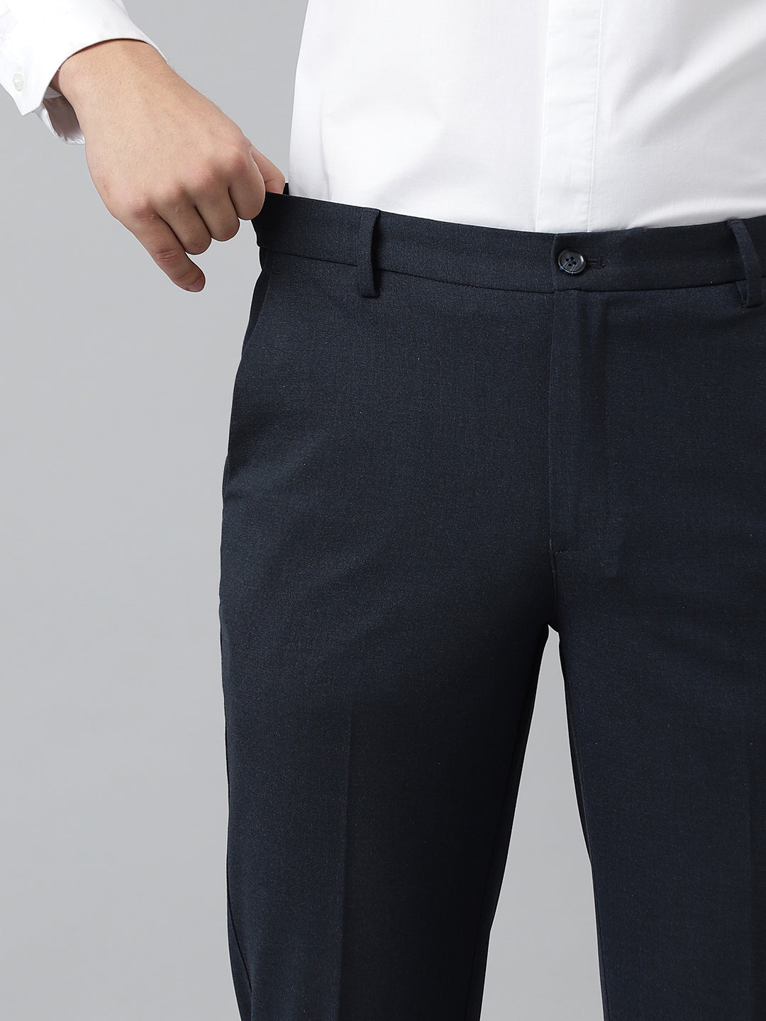 Flex Waist 4-Way Stretch Formal Trousers in Mel Blue- Slim Fit