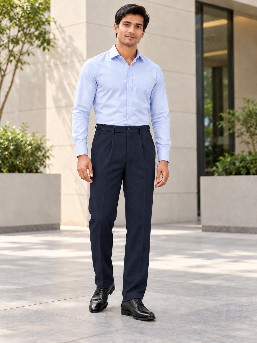 Korean Comfort Fit Pants in Navy Blue