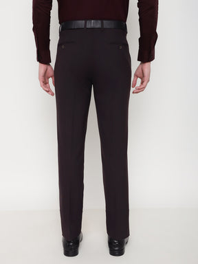 4-Way Stretch Formal Trousers in Dark Wine- Slim Fit