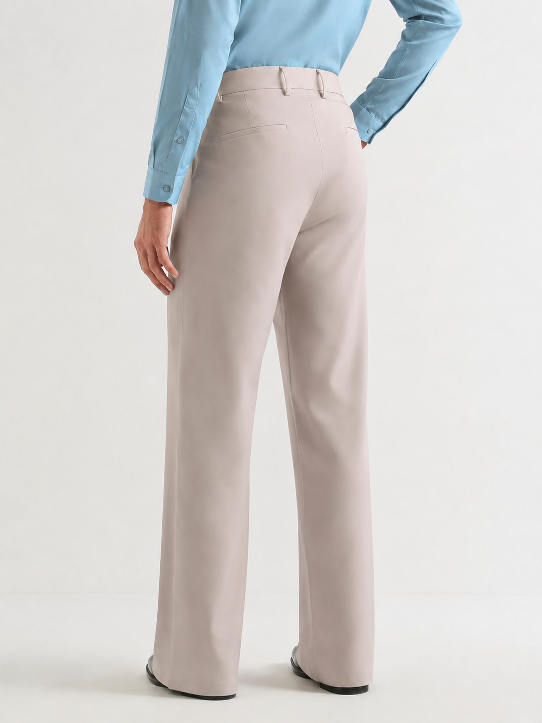 Japanese 4-Way Stretch Pleated Wide Leg Trousers in Grey