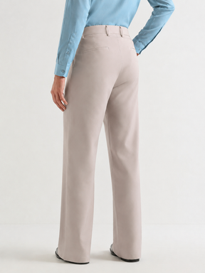 Japanese 4-Way Stretch Pleated Wide Leg Trousers in Grey