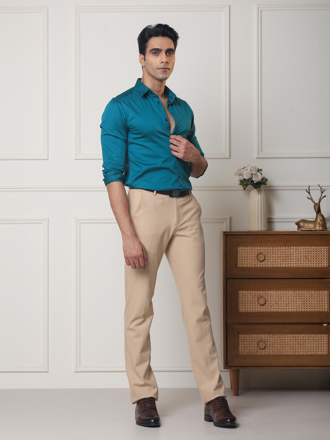 teal dress shirt what color pants teal shirt cream pant outfit combination