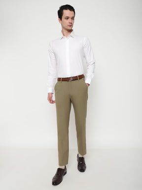 4-Way Stretch Formal Trousers in Tan Khaki- Slim Fit