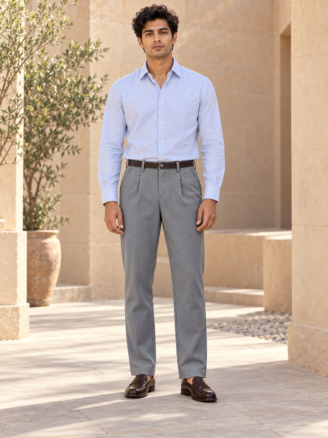 Korean Comfort Fit Pants in Light Grey
