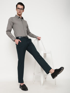 4-Way Stretch Formal Trousers in Bottle Green- Slim Fit