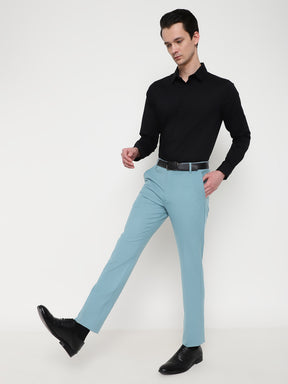 4-Way Stretch Formal Trousers in Powder Blue- Slim Fit